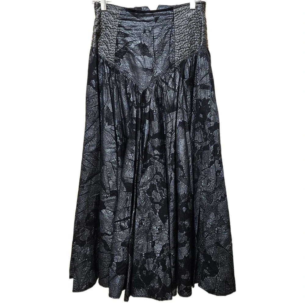 Black/Gray Casedei Collection Vintage 80s-90s Textured‎ Jacket & Skirt Size 10